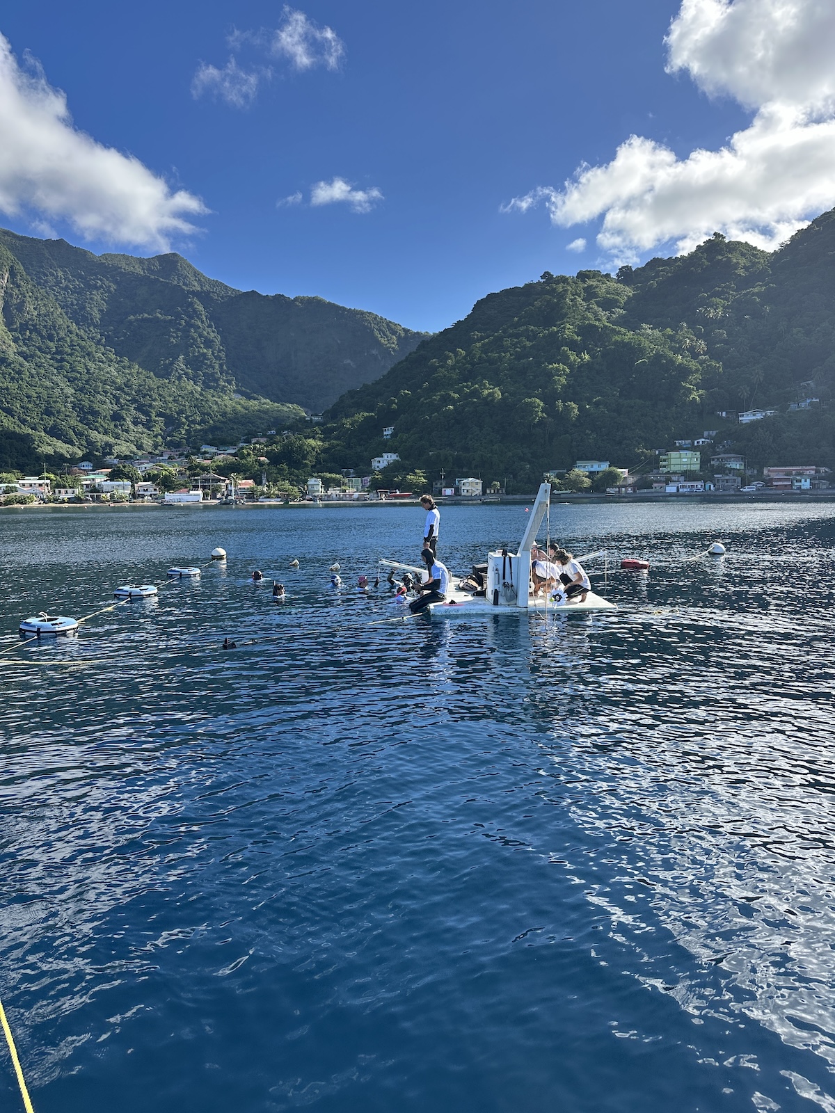 The Blue Element platform in Soufrière Bay